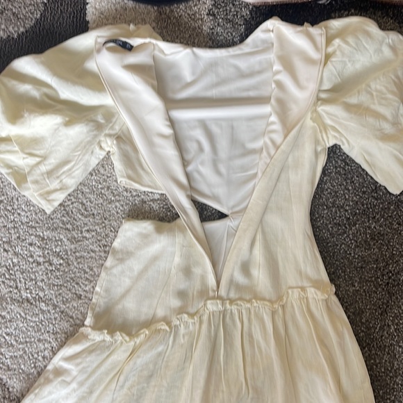 NASTY GAL Gorgeous Cream Puff Sleeve Cut Out Mini Dress - Picture 7 of 8